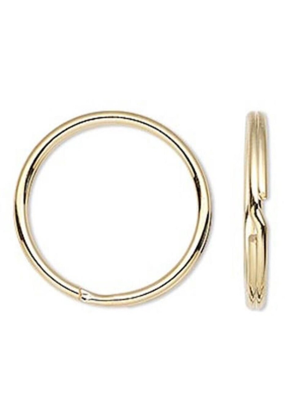 Bulk Shiny Gold 14K Plated 28mm Key Chain Jewelry Split Ring Findings 10 pcs